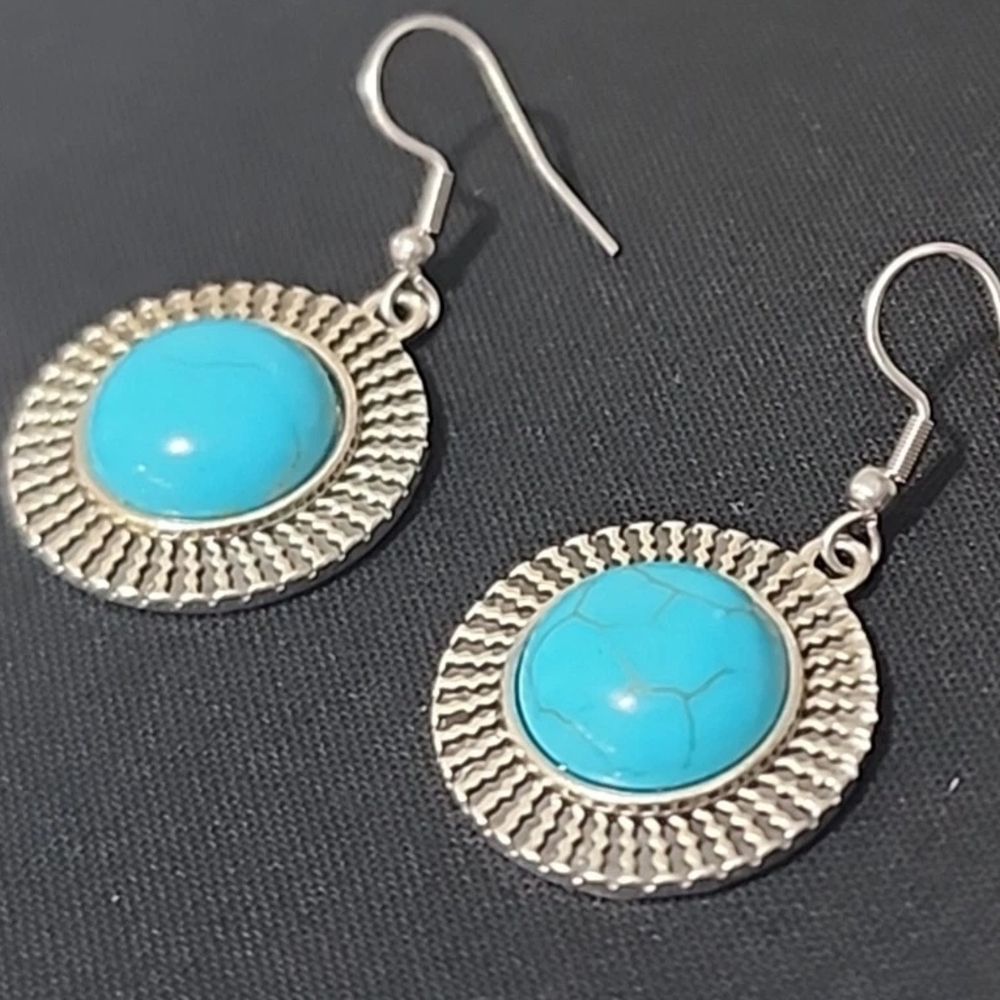 Silver and Turquoise Dangle Earrings